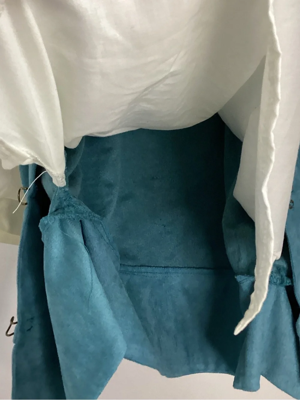 Disney Tangled Flynn Rider Teal Blue Suede-Style Vest with White Shirt Costume L - Picture 7 of 12